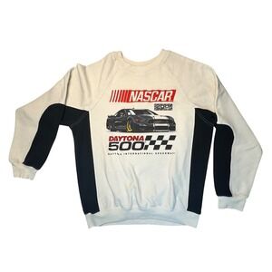 NASCAR Daytona 500 200 MPH Club Sweatshirt Small Cream Black Racing Crewneck